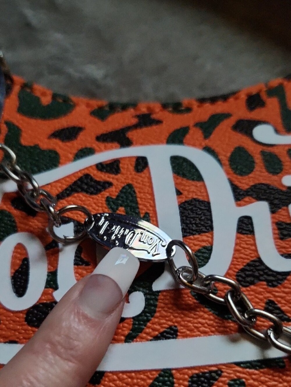 Von Dutch Orange Leopard Mini Shoulder Bag with Chain - Picture 4 of 8